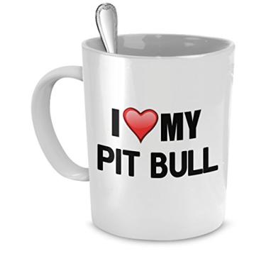 Imagem de Caneca Pit Bull - I Love My Pit Bull - Presentes para amantes de pit Bull - Presentes para amantes de cães - Caneca de café de cerâmica de 325 ml
