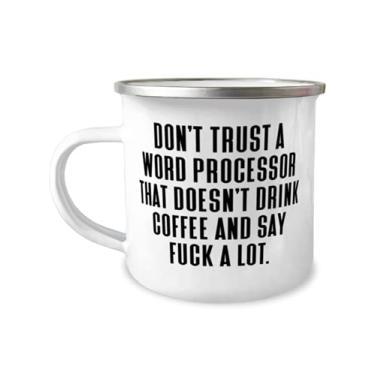 Imagem de Não confie em um processador de palavras que não bebem café e caneca de camper de 355 ml, processador de texto presente de colegas de trabalho, exclusivo para colegas de trabalho
