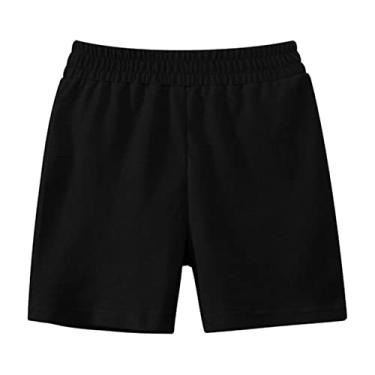 Imagem de Shorts de verão para meninos de cor sólida casual moda para roupas infantis shorts para meninos (preto, 4-5 anos)