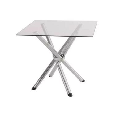 Imagem de Mesa de Jantar ou Cozinha pé Palito para 4 lugares Cromada com Tampo de Vidro Quadrado