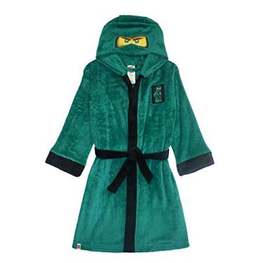 Imagem de LEGO Roupão de pelúcia Ninjago para meninos pequenos/grandes, Lloyd Green novo, 10-12