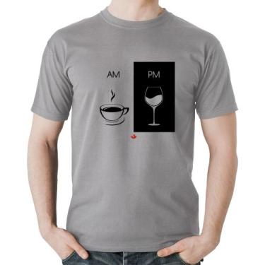Imagem de Camiseta Algodão Am Café Pm Vinho - Foca Na Moda