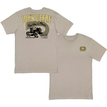 Imagem de John Deere Camiseta de manga curta 13002506Tt com trator vintage Swoosh, Titânio, 3G