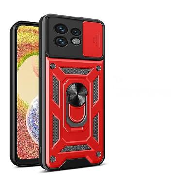 Imagem de Kukoufey Compatível com Motorola Edge 40 Bracket Shell, com capa de lente de câmera deslizante compatível com Motorola Moto Edge 40 5G XT2303-2 capa vermelha