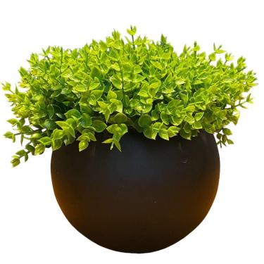 Imagem de Arranjo Centro de Mesa Vaso Preto Verdinho Artificial Completo