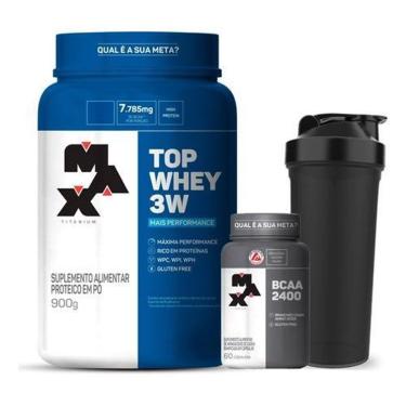 Imagem de Top Whey Protein 3w 900g Max Titanium Baunilha + BCAA c/ 60-Unissex