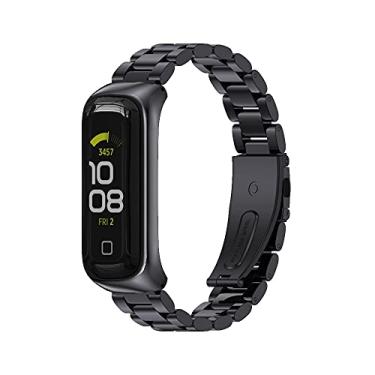 Imagem de MIJOBS Pulseira de substituição para Samsung Galaxy Fit 2, Aço inoxidável, Preto, 16 mm, 175 mm, Unissex, Fivela Tang