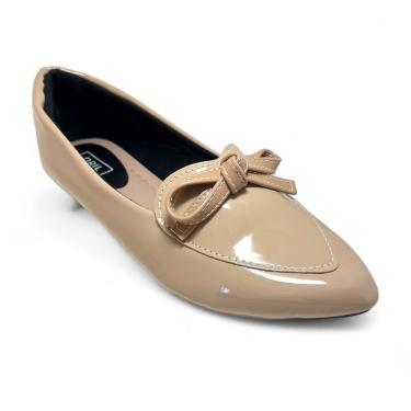 Imagem de Sapatilha Mocassim Feminino Verniz Bico Fino Detalhe Laço