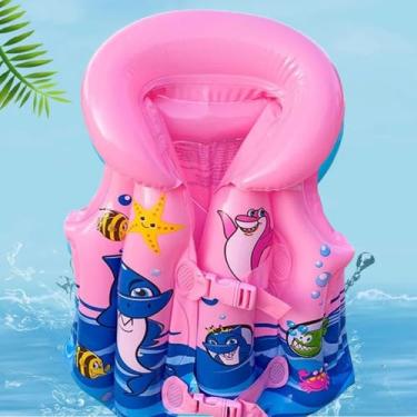 Imagem de Colete Inflável Boia para Piscina, Praia Infantil, Flutuador Salva-Vidas para Criança e Bebê, Boias Flutuadoras (Rosa)