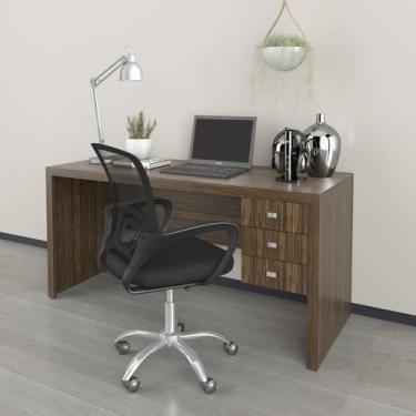 Imagem de Kit 2 Peças com Escrivaninha 3 Gavetas com Cadeira de Escritório Diret
