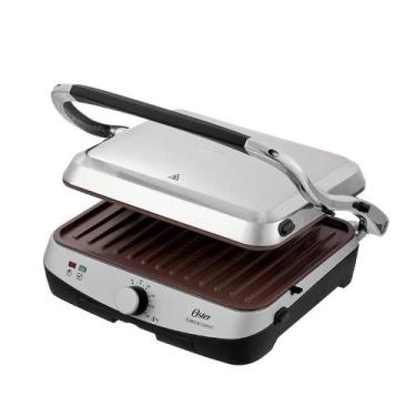 Imagem de Grill Bioceramic Oster Multiuso 2 em 1 aço Inoxidável 110V, 110V