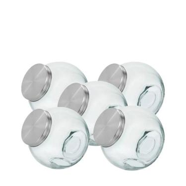 Imagem de Kit 5 Potes Baleiro Vidro Porta Mantimentos 2,2L Home&Co