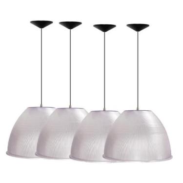 Imagem de Kit 4 Luminárias Para Galpão Industrial 16 Pol 40cm Cristal Cabo 1,1M 