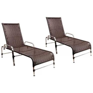 Imagem de Kit 2 Espreguiçadeiras Catar em Alumínio Para Piscina Jardim Trama Ori