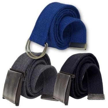 Imagem de Kit 3 Cintos Hipica Cadarço com Argola e Pressão, Royal, Preto, Chumbo