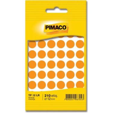 Imagem de Etiqueta Redonda TP-12 Laranja 12MM - Pacote com 210 Etiquetas - Pimac