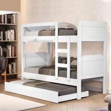 Imagem de Beliche Star Solteiro Com Cama Auxiliar - LV Móveis, Branco