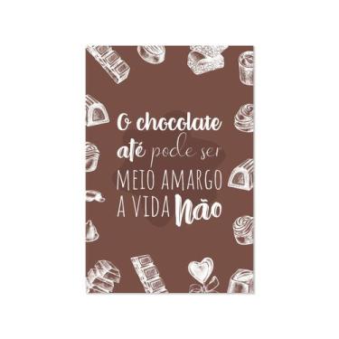 Imagem de Placa Decorativa MDF Chocolate Frase Meio Amargo 30x40cm - Quartinhos