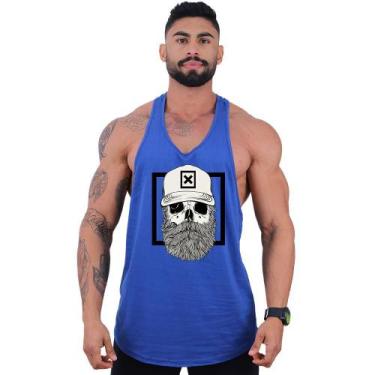 Imagem de Regata Super Cavada Masculina MXD Conceito Caveira Lenhadora, Azul, Ma