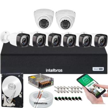 Imagem de Kit Cftv 8 Câmeras Segurança Full Hd 1080p Dvr Intelbras 8ch 1008c com