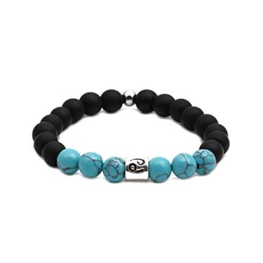 Imagem de MiniJewelry Pulseira masculina feminina 12 signos de aniversário do zodíaco turquesa elástica com contas Bênção Pulseira Constelações, Metal, não conhecido,