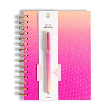 Imagem de U Brands Conjunto de canetas e diário espiral encadernado rosa/laranja, ferragens douradas, 2 peças