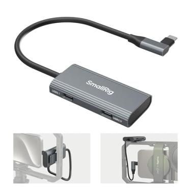 Imagem de SmallRig Hub USB-C 4 em 1 com suporte de sapata fria para gaiola de telefone/câmera, PD 100W/USB-C 3.1/2.0 com adaptador de áudio x 2, para fotografia móvel profissional - 4598