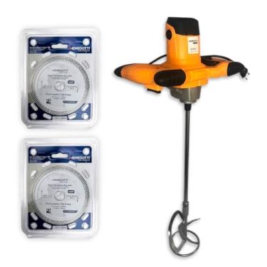 Imagem de Misturador Tinta Argamassa Impermeabilizante Massa Corrida Cola P/Pintura Menegotti 1200W + 2 Disco Diamantado Porcelanato 4.3/8" P/Pedreiro Profissional - (127, Volts)