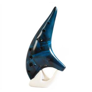 Imagem de Ocarina de Cerâmica Wokex 12 Furos - Som Alto, Azul Defumado
