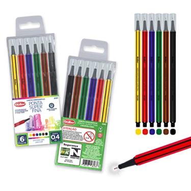 Imagem de Caneta Hidrográfica Ponta Fina (Fineliner) 0.4mm estojo com 6 canetas