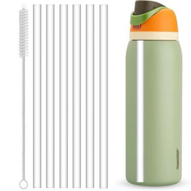 Imagem de Canudos de substituição para garrafa de água Owala de 1,134 g, pacote com 6 canudos Owala reutilizáveis com escova de limpeza compatível com acessórios de copos Owala de 1,134 g