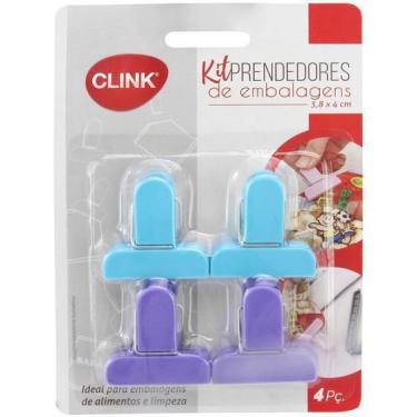 Imagem de Kit 4 Prendedor Embalagens Plástico 4X4Cm - Azul Com Roxo