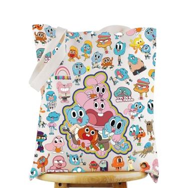 Imagem de WZMPA Sacola Elmore Gumball Gumball & Penny Merch Anais & Darwin reutilizável para os fãs de Richard & Dr. Nicole, I'm in a Bad Mood Tg, Large