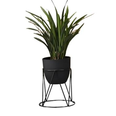 Imagem de Lzyjckh Vaso de plantas moderno, vaso cilíndrico com suporte resistente Vasos de flores modernos decorativos, Vaso de flores para decoração de sala de estar,Black,28×28×40cm