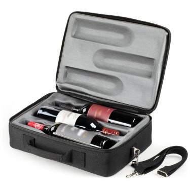 Imagem de Bolsa para Transportar 3 Garrafas de Vinho com Tecnologia Anti-Quebra. Garrafas de Vinho são INQUEBRÁVEIS ao Cair de Até 1,83 Metros.