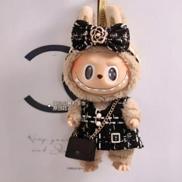 Imagem de 17cm Labubu Boneca Roupas Esmalte Rosto Batimento Cardíaco Macaron Beb