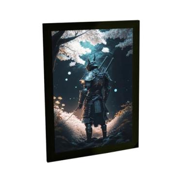 Imagem de Quadro Decorativo Anime Samurai Ilustração Azul Decoração Poster Quarto Sala