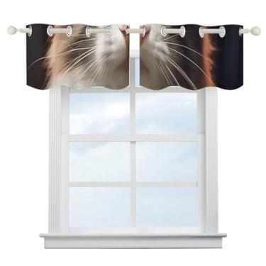 Imagem de Cortina blackout gato escurecimento de quarto cortinas de janela curta isolamento térmico cortinas de janela de banheiro para cozinha sala de jantar quarto 2 painéis 132 cm x 46 cm