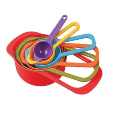 Imagem de Kit Colheres e Xícaras Medidoras 6 Peças – Medidas de 7ml a 250ml, Plástico Resistente, Empilhável, Livre de BPA – Confeitaria, Culinária e Receitas