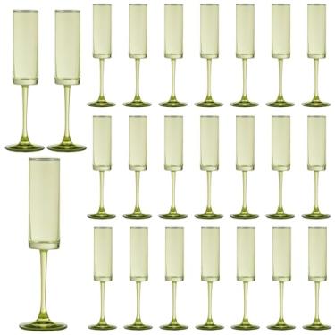 Imagem de 24 peças de taças de champanhe verde, taças de vinho de 170 g, com haste longa, taças coloridas, conjunto de 24 taças de champanhe sopradas à mão para copos de coquetel de casamento, Cava, Prosecco