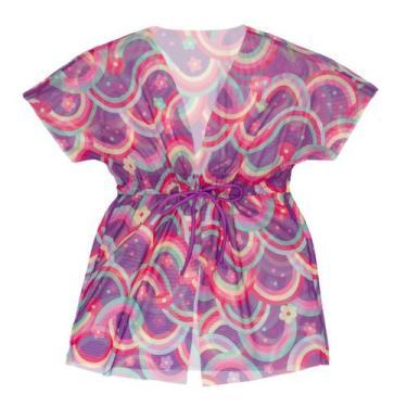 Imagem de Saída De Praia Infantil Menina Vestido Tule Verão Com Cordão - Fofotin