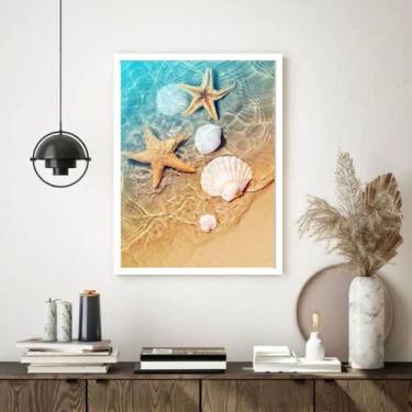 Imagem de Quadro Decorativo Praia Estrelas do Mar Conchas - 70x50cm - Quadros On