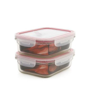 Imagem de Kit 2/4/6 Potes De Vidro Hermético 1040ml 410ml Marmita Retangular Tam