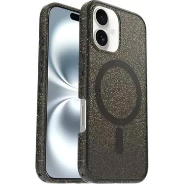 Imagem de OtterBox Capa para iPhone 16 Plus (apenas) - Symmetry Clear Series+ - Stardust Night (Silverflake/Trans Black) - Encaixa-se ao MagSafe - Ultralegre - Bordas elevadas protegem a câmera e a tela