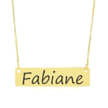 Imagem de Colar Nome Personalizado Chapinha Gravação Fabiane Banhado Ouro 18K - 999004312