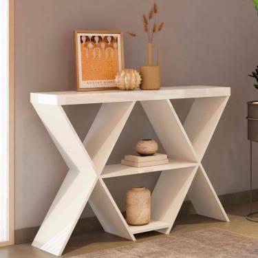 Imagem de Aparador Sala De Estar 110cm 1 Prateleira Jhonny Off White A09 - Mpozenato