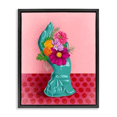 Imagem de Stupell Industries Escultura floral vintage à mão em tela flutuante, moldura preta, design de arte de parede por Jilly Jack Designs, 78 x 63 cm