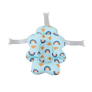 Imagem de Baby Bath Seat Universal flutuante dobrável macio confortável banheira de bebê tapete para chá de bebê recém -nascidos crianças 0 12 meses poliéster 57cm (Arco -íris azul)