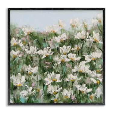 Imagem de Stupell Industries Daisy Field in Springtime Design de arte giclée emoldurado preto por Emma Bell, 61 x 61 cm