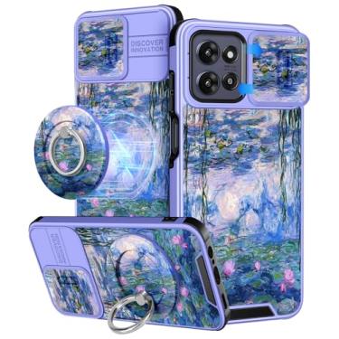 Imagem de Buleens Capa para Moto G Power 2025 - Capa para Motorola Moto G Play 2025 linda projetada com suporte de anel e capa de câmera feminina estética feminina kawaii nenúfar capa de telefone compatível com